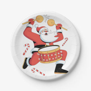Lustiger Weihnachtsmann-Trommler hässliches Weihna Pappteller