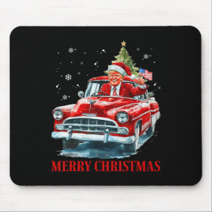 Lustiger Weihnachtsmann Trump fährt roten Lastwage Mousepad