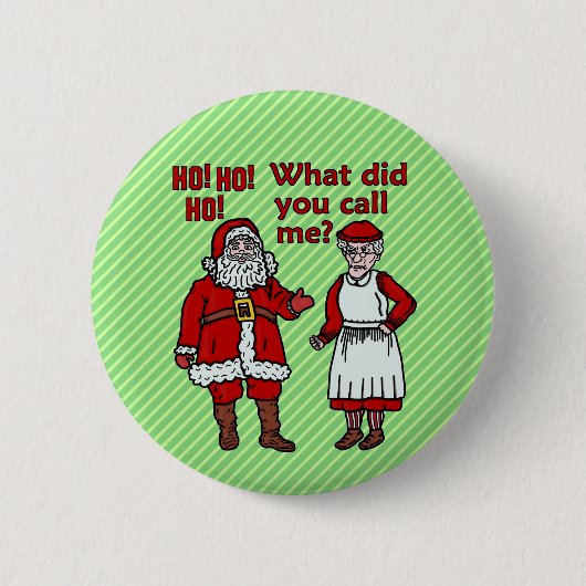 Lustiger Weihnachtsmann u. Frau Christmas Button (Vorderseite)