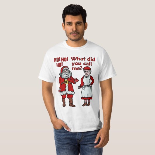 Lustiger Weihnachtsmann u. Frau Christmas T-Shirt (Vorne ganz)