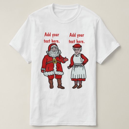 Lustiger Weihnachtsmann u. Frau Christmas T-Shirt (Design vorne)