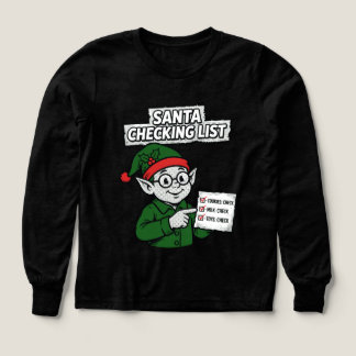 Lustiger Weihnachtsmann-Überprüfungsliste-Comic-T-