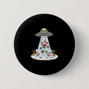 Lustiger Weihnachtsmann-Ufo-Lieferung Glückliches  Button