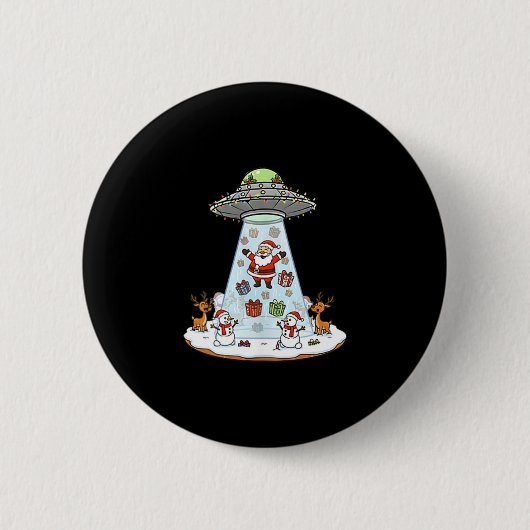 Lustiger Weihnachtsmann-Ufo-Lieferung Glückliches Button (Vorderseite)