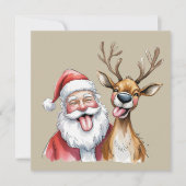 Lustiger Weihnachtsmann und Rentier Weihnachten Wi (Vorderseite)