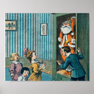 Lustiger Weihnachtsmann Vintage-Kunst Feiertag Poster