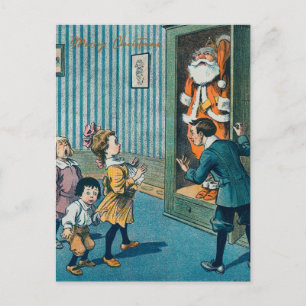 Lustiger Weihnachtsmann Vintage-Kunst Feiertagspostkarte