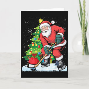 Lustiger Weihnachtsmann Weihnachten Eishockey Kind Karte