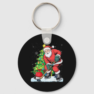 Lustiger Weihnachtsmann Weihnachten Eishockey Kind Schlüsselanhänger