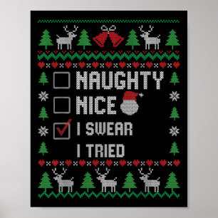 Lustiger Weihnachtsmann Weihnachtsliste Nett Unart Poster