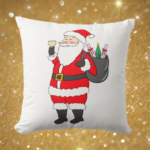 Lustiger Weihnachtsmann Wein Weihnachten / Santa W Kissen
