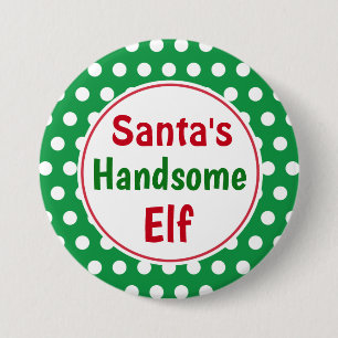 Lustiger Weihnachtsmanns hübscher Elf-Christmas-Bu Button