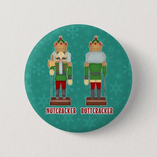Lustiger Weihnachtsnussknacker Buttcracker Button (Vorderseite)