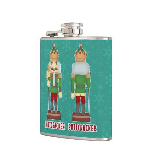 Lustiger Weihnachtsnussknacker Buttcracker Flachmann (Links)