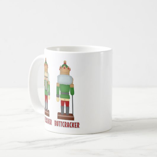 Lustiger Weihnachtsnussknacker Buttcracker Kaffeetasse (Vorderseite Links)