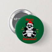 Lustiger Weihnachtspanda-Bär Button (Vorne & Hinten)