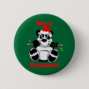 Lustiger Weihnachtspanda-Bär Button