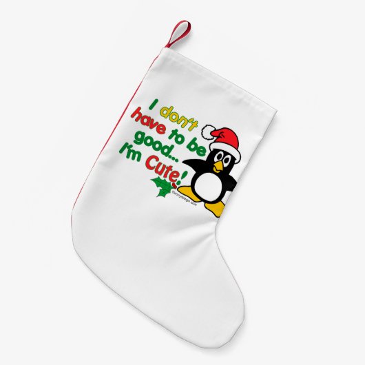 Lustiger WeihnachtsPenguin bin- ich niedlich! Kleiner Weihnachtsstrumpf (Vorderansicht (hängend))