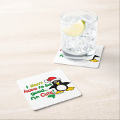 Lustiger WeihnachtsPenguin bin- ich niedlich! Rechteckiger Pappuntersetzer (Vor Ort)