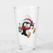 Lustiger Weihnachtspinguin Glas (Rückseite)