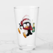 Lustiger Weihnachtspinguin Glas (Vorderseite)