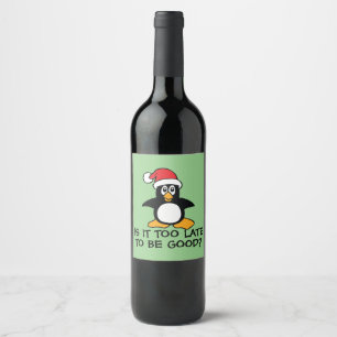 Lustiger WeihnachtsPinguin ist- es zu spät, gut z Weinetikett