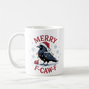 Lustiger Weihnachtsrabe Merry F-Caw-F Schwarzer Vo Kaffeetasse