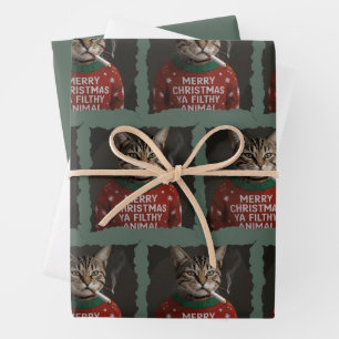 Lustiger Weihnachtsrauchkatze Sarkastischer Feiert Geschenkpapier Set