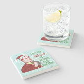 Lustiger WeihnachtsRetro Mann-trinkender Steinuntersetzer (Seitenansicht)