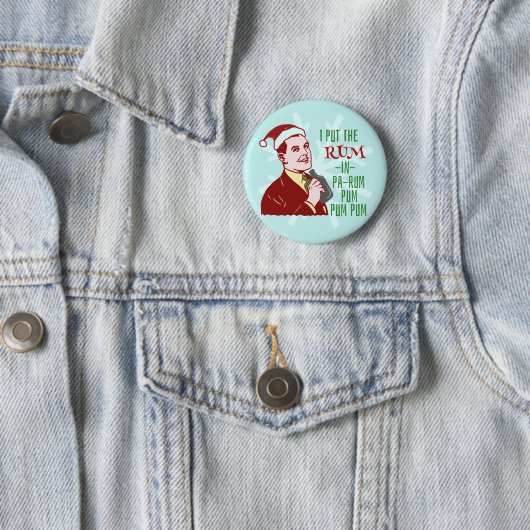 Lustiger WeihnachtsRetro Rum-trinkender Button (Beispiel)