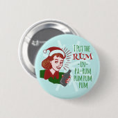 Lustiger WeihnachtsRetro Rum-trinkender Button (Vorne & Hinten)