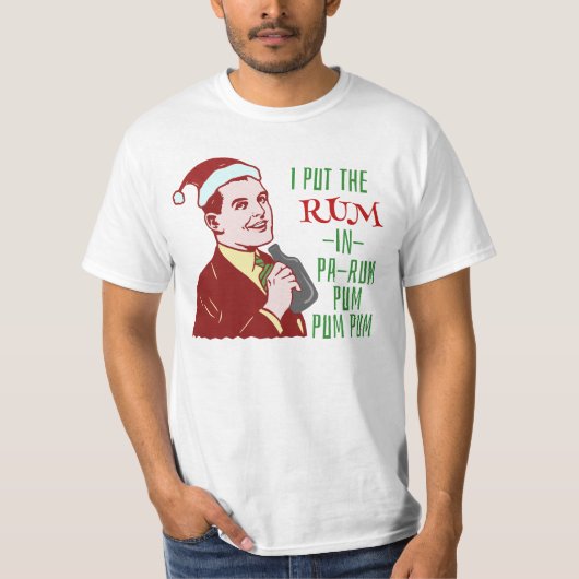 Lustiger WeihnachtsRetro Rum-trinkender T-Shirt (Vorderseite)