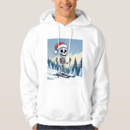 Lustiger Weihnachtsskelett auf Skiern Hoodie