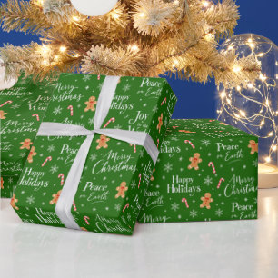 Lustiger Weihnachtstext mit süßen Grafiken Geschenkpapier