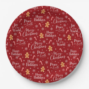 Lustiger Weihnachtstext mit süßen Grafiken Pappteller