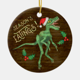 Lustiger Weihnachtsvelociraptor-Dinosaurier Keramik Ornament