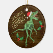 Lustiger Weihnachtsvelociraptor-Dinosaurier Keramik Ornament (Links)
