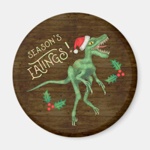 Lustiger Weihnachtsvelociraptor-Dinosaurier Magnet