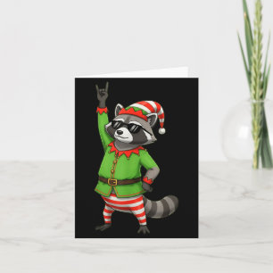Lustiger Weihnachtswaschbär als Elf mit Sonnenbril Karte