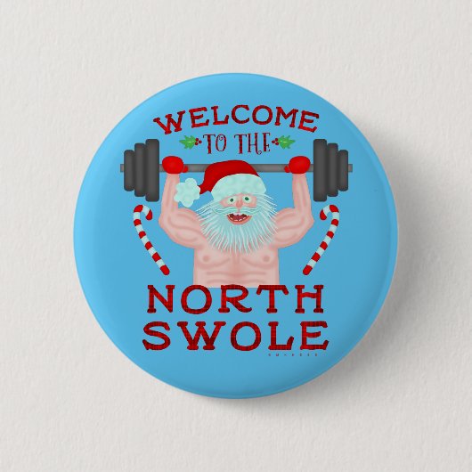 Lustiger Weihnachtsweihnachtsmann Swole Button (Vorderseite)