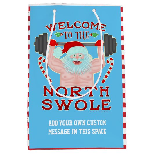 Lustiger Weihnachtsweihnachtsmann Swole Mittlere Geschenktüte (Vorderseite)