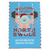 Lustiger Weihnachtsweihnachtsmann Swole Mittlere Geschenktüte (Rückseite)