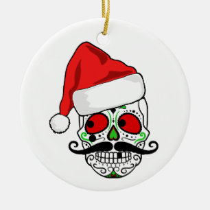 Lustiger Weihnachtszuckerschädel Keramikornament
