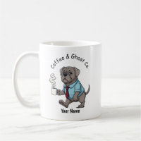 Lustiger Weimaraner-Hund im Geschäftsanzug Kaffee