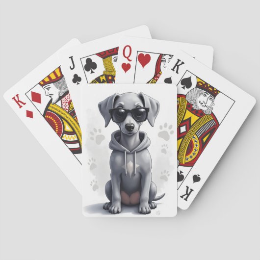 Lustiger Weimaraner Kawaii Hund Spielkarten (Rückseite)