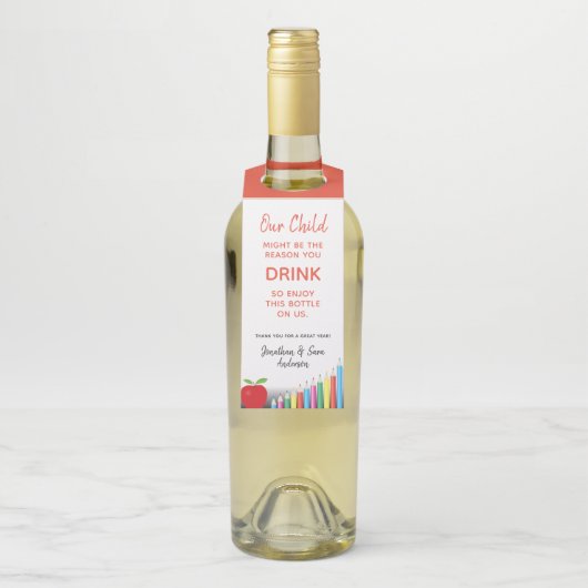 Lustiger Wein der Lehrer-Anerkennungs-| Flaschenanhänger (Auf Flasche)
