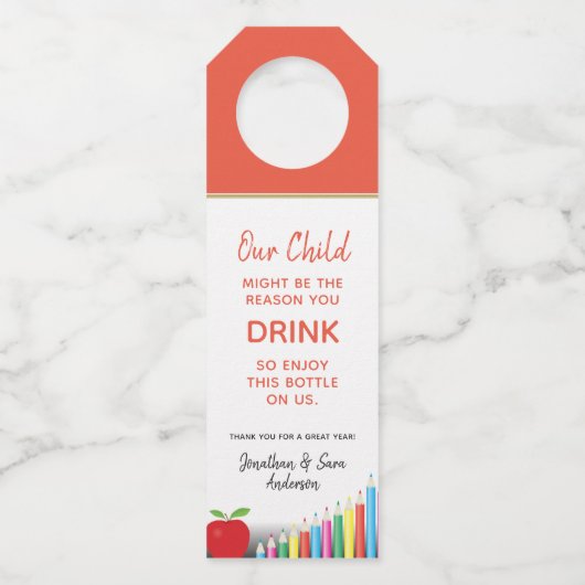 Lustiger Wein der Lehrer-Anerkennungs-| Flaschenanhänger (Vorderseite)