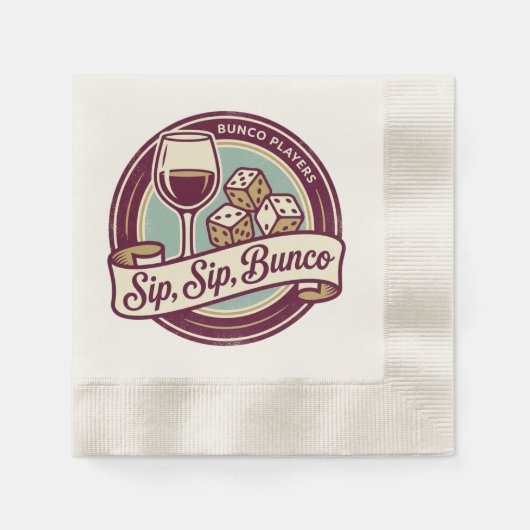 Lustiger Wein trinken Würfel Bunco  Serviette (Vorderseite)
