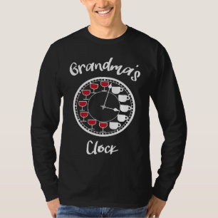 Lustiger Wein und Kaffee für Frauen Omas Uhr T-Shirt