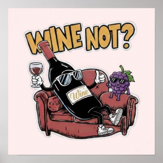 Lustiger Wein und Trauben Poster (Vorne)